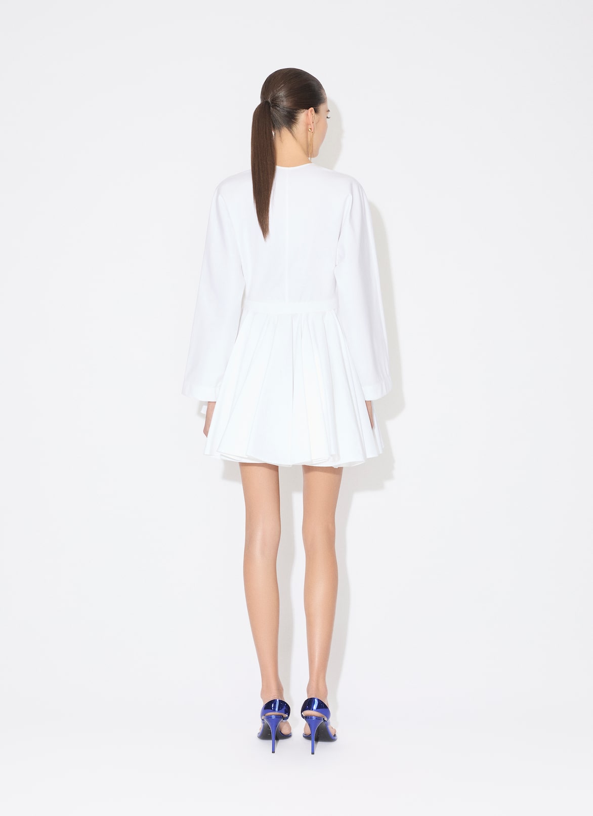 ROBE COURTE EN POPELINE DE COTON ALAÏA ROBE COURTE EN POPELINE DE COTON BLANC